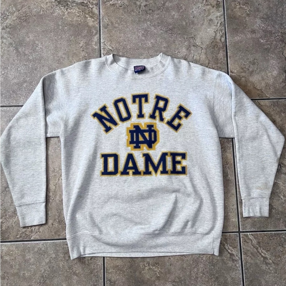 Vintage 90s Fighting Irish Notre Dame College Crewneck Sweatshirt  Size XL Shirt